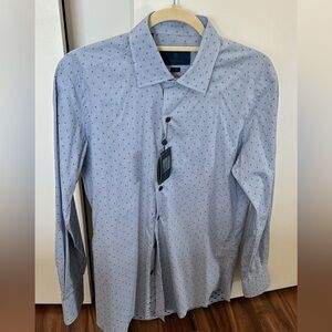 NEW! David Donahue blue mens dress shirt slim fit 100% cotton.
